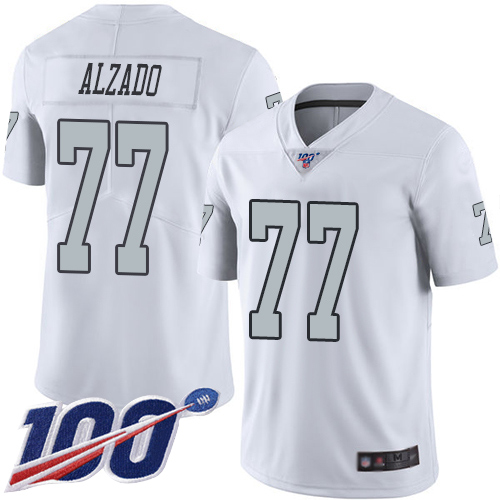 Men Oakland Raiders Limited White Lyle Alzado Jersey NFL Football #77 100th Season Rush Vapor Jersey->oakland raiders->NFL Jersey